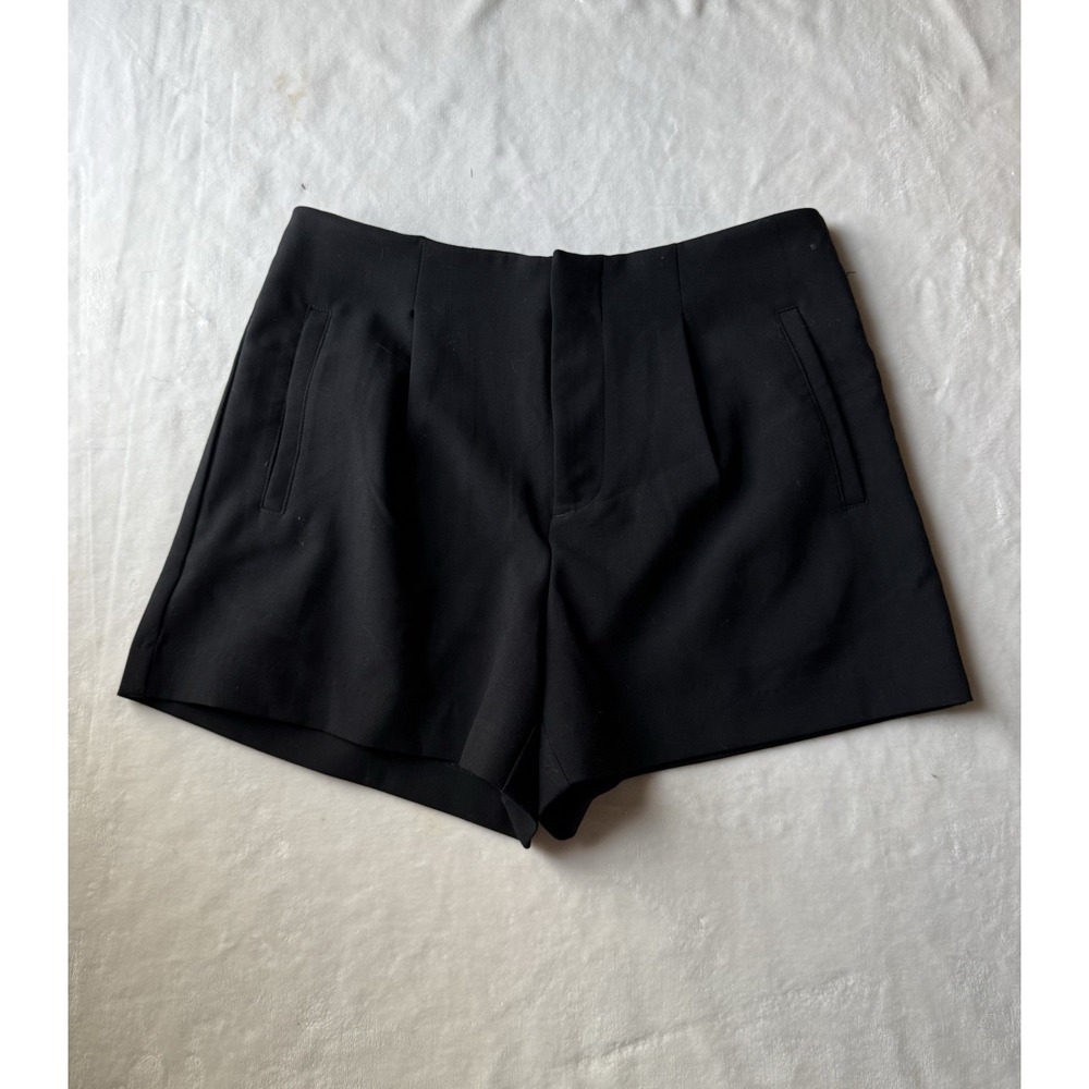 A New Day Shorts Womens Size 10 Black Pleated Stretch High Rise Zip